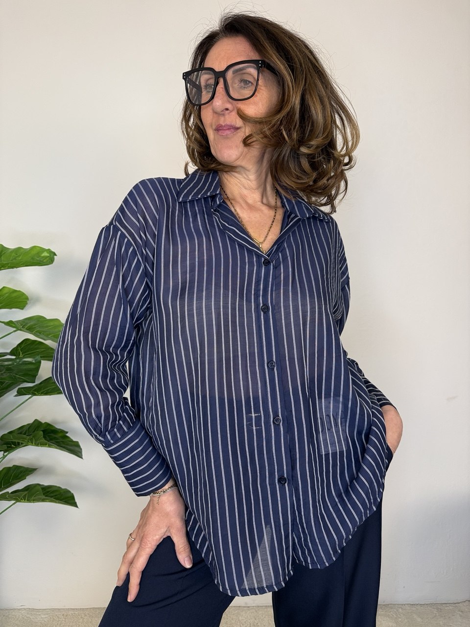 Camicia Gessata Maxi