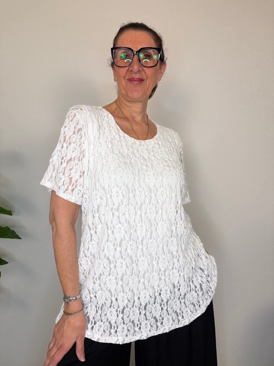 Blusa Pizzo manica corta Over