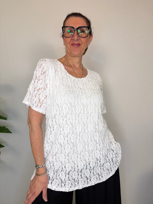 Blusa Pizzo manica corta Over