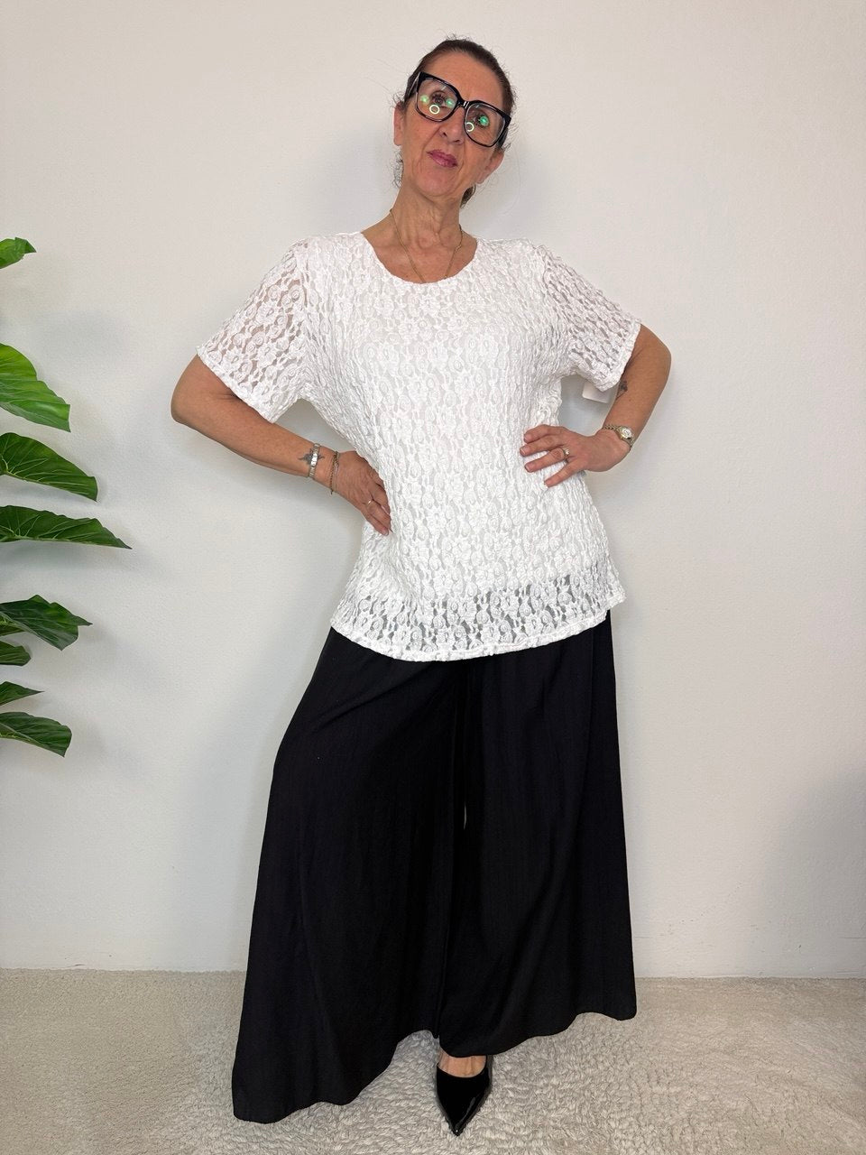 Blusa Pizzo manica corta Over