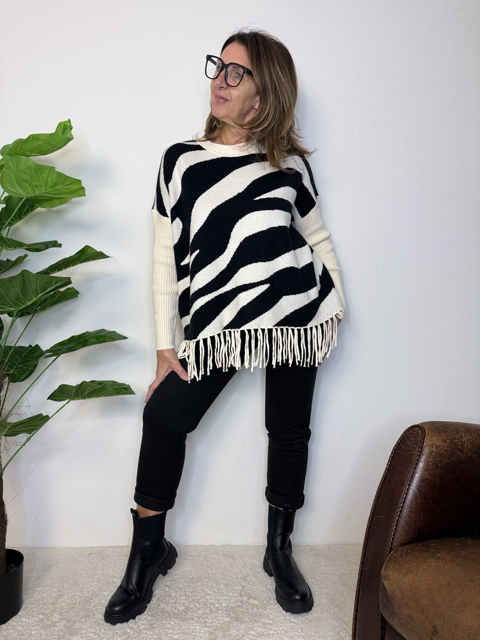 Maglione Frange Zebra