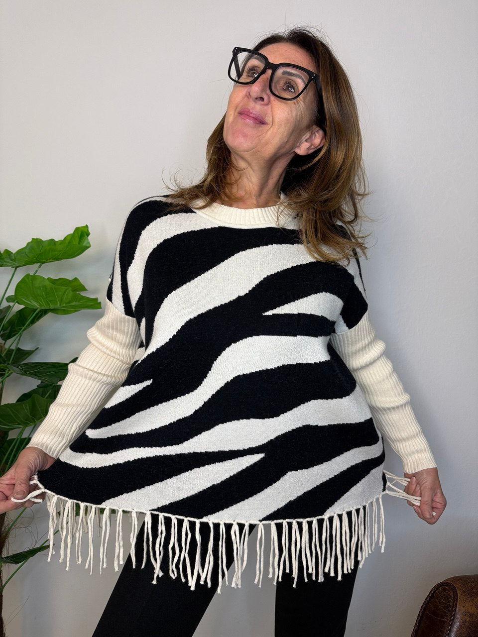 Maglione Frange Zebra