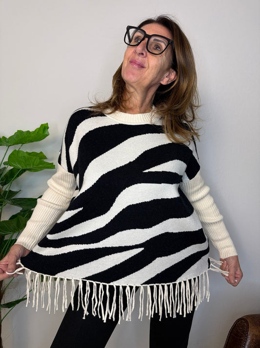 Maglione Frange Zebra