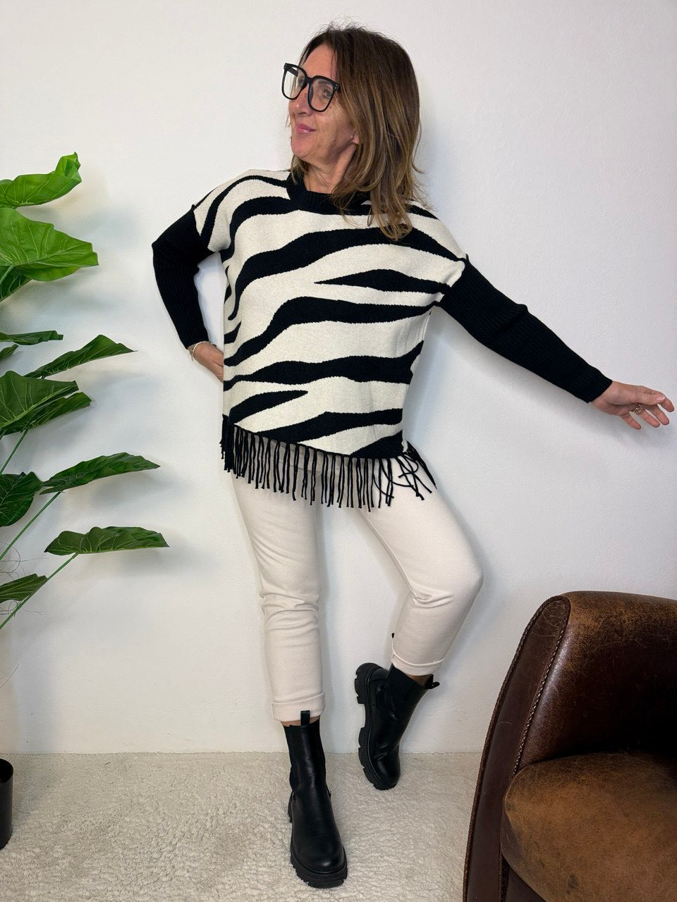 Maglione Frange Zebra